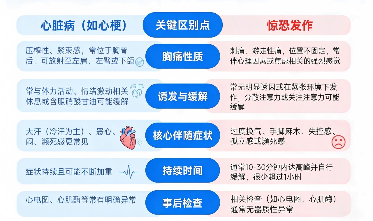 惊恐发作与心脏病的区别